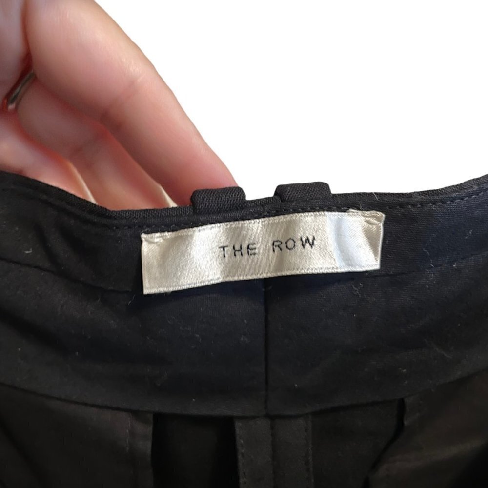 The Row Marian Wool Blend Pleated Front High Rise Wide Leg Pants Black 8 - Picture 4 of 12